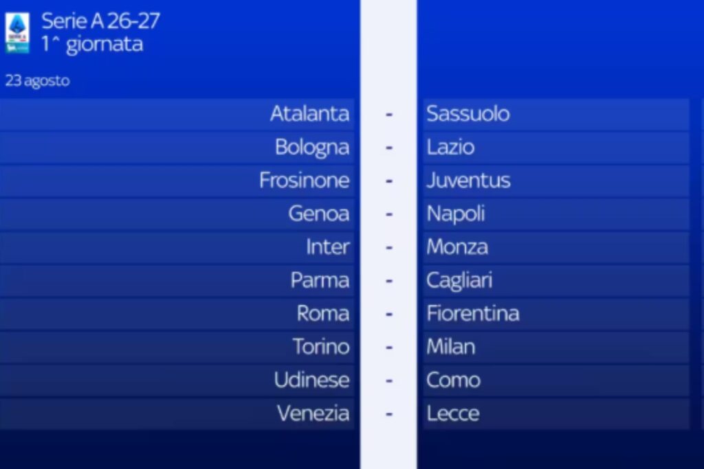 prima giornata serie a 26-27