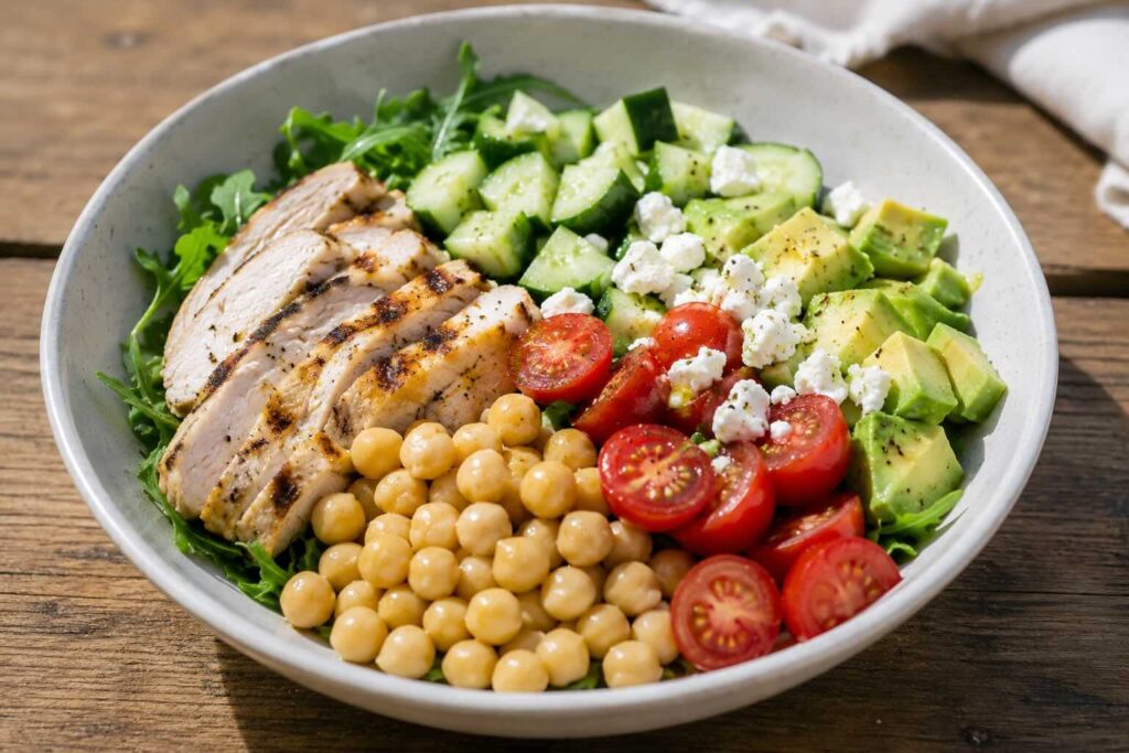 insalata estiva veloce con pollo e ceci
