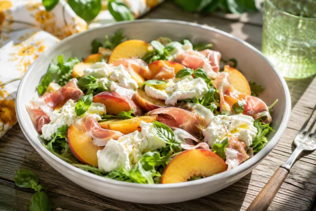 insalata con pesche estiva
