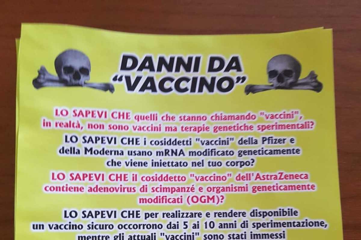 Volantino contro i vaccini Covid