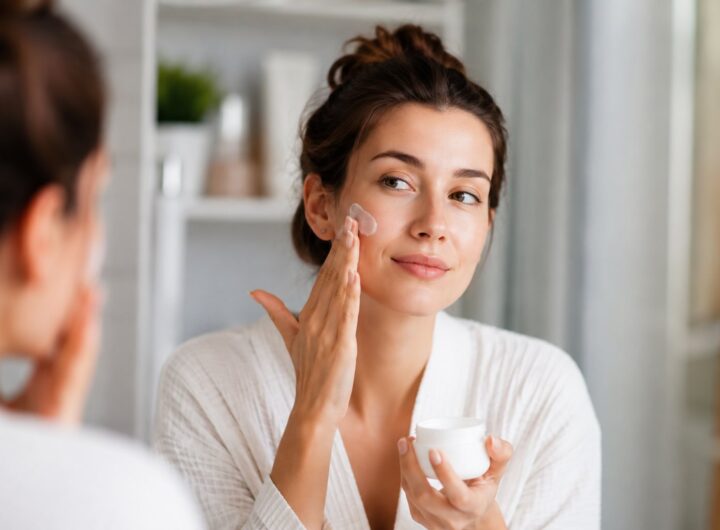 una donna che fa skincare