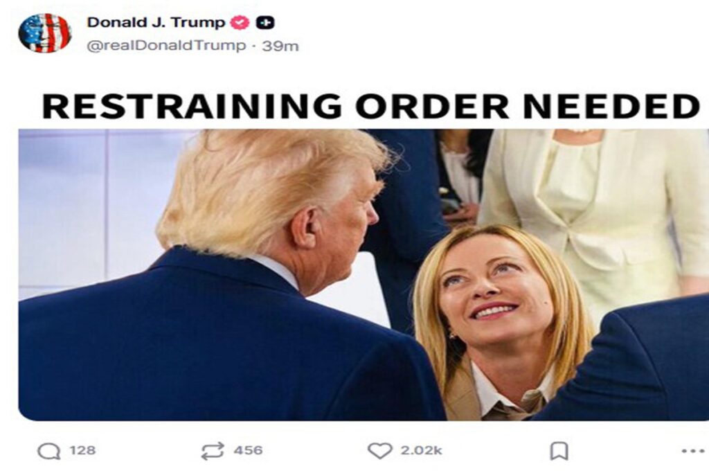 Il meme di Trump contro la premier Meloni