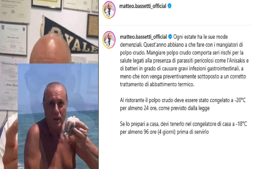 Matteo Bassetti contro chi sui social mangia il polpo crudo: "Rischi seri, la moda demenziale dell'estate"