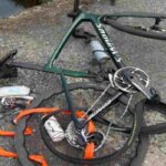 Una delle biciclette distrutte a Lanzo Torinese
