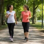 due donne camminano in un parco