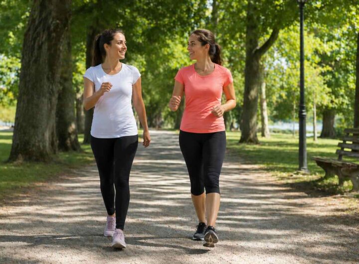 due donne camminano in un parco