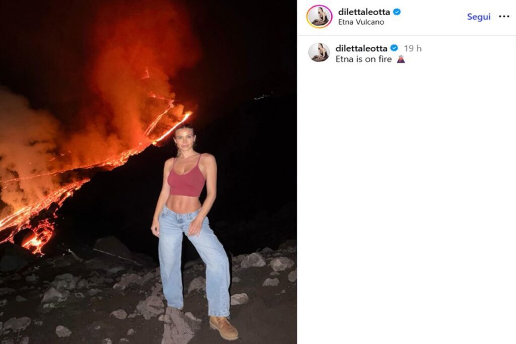Diletta Leotta e la foto sull'Etna