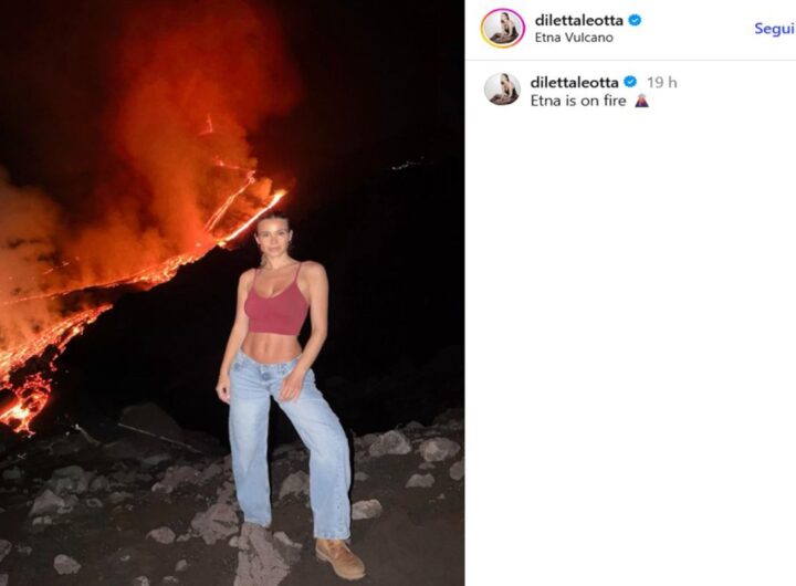 Diletta Leotta e la foto sull'Etna