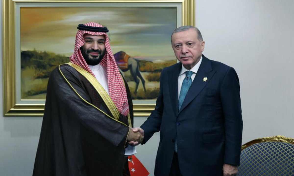 Il presidente turco Recep Tayyip Erdogan e il principe ereditario saudita Mohammed bin Salman