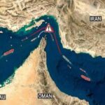 Una elaborazione grafica mostra la parte di Hormuz controllata dall'Iran e quella controllata dall'Oman