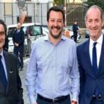 Matteo Salvini, Luca Zaia e Attilio Fontana in una immagine di archivio Ansa