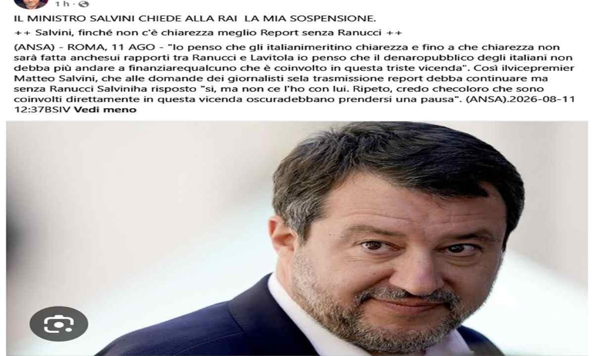 Il post Facebook di Ranucci su Salvini