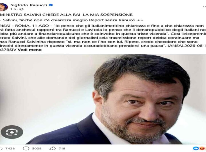 Il post Facebook di Ranucci su Salvini