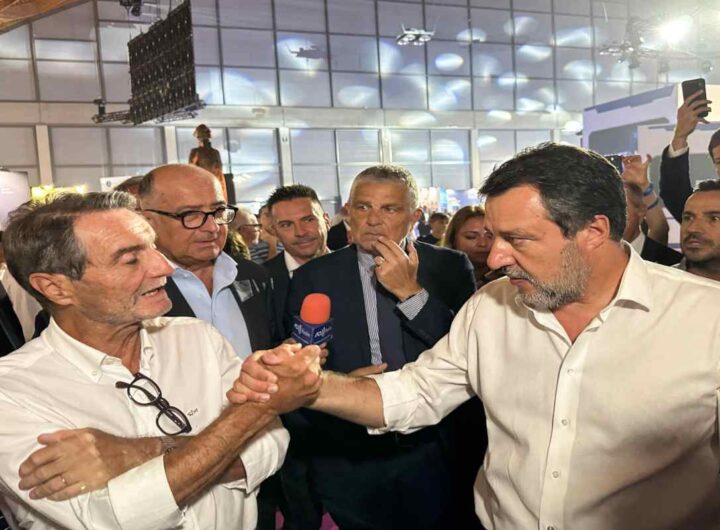Meeting di Rimini, incontro tra Matteo Salvini e Attilio Fontana al padiglione del MIT