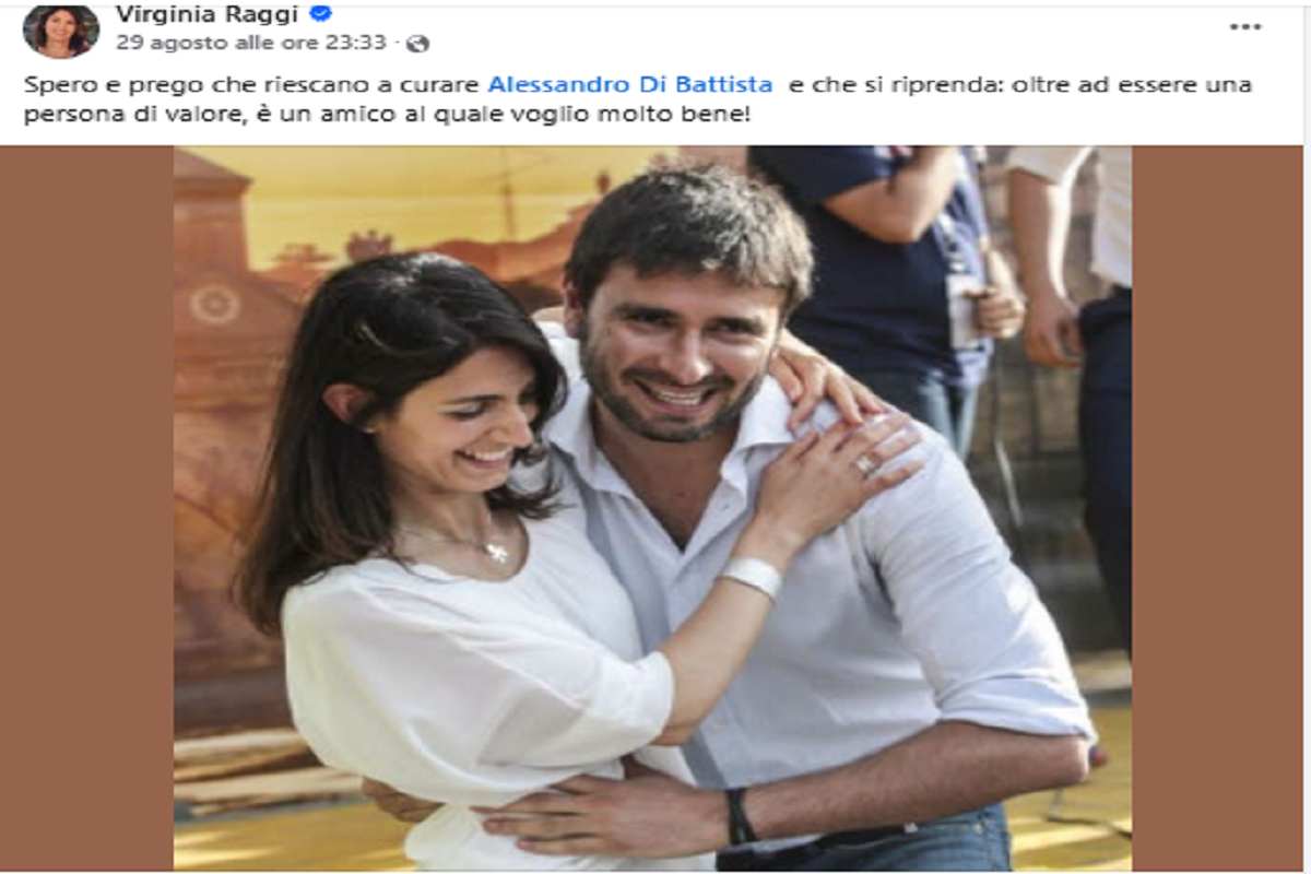 Il post di Virginia Raggi su Di Battista