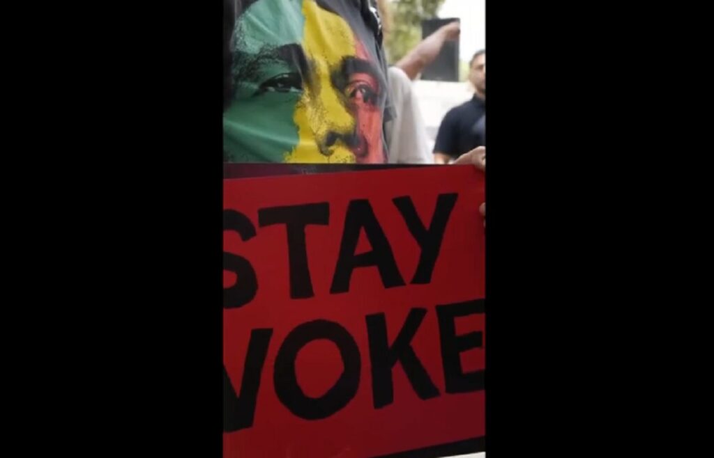 manifesto Woke in una manifestazione Usa