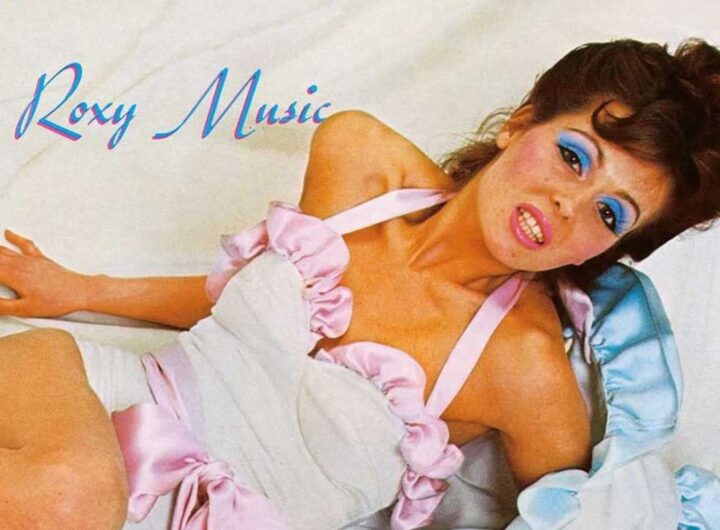 Particolare della copertina di Roxy Music, con l'iconica immagine della modella in posa stile pubblicità degli anni Cinquanta