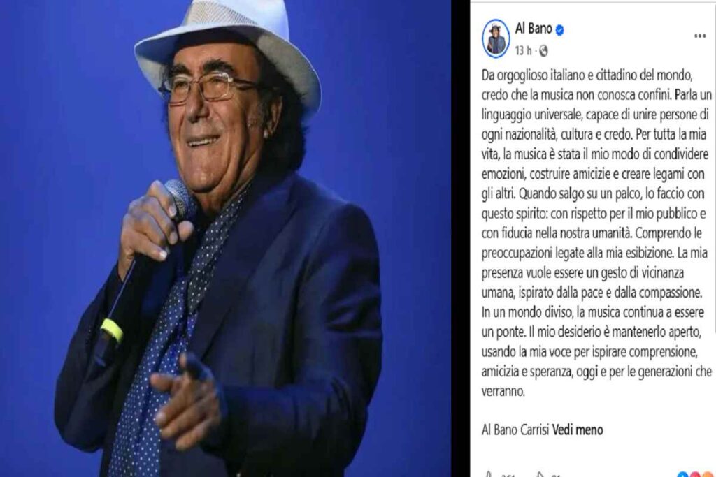 Il post di Al Bano su Facebook