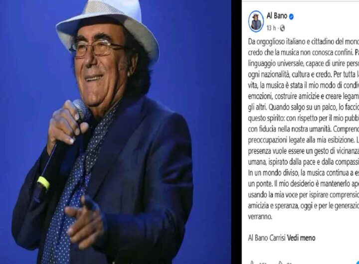 Il post di Al Bano su Facebook