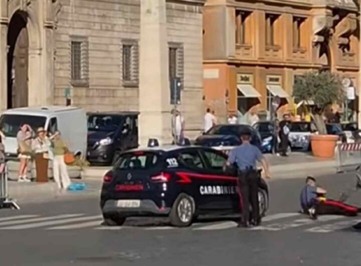 L'auto dei Carabinieri che a San Pietro ha travolto un collega