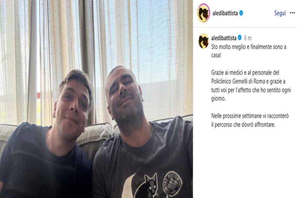 Alessandro Di Battista dimesso dal Gemelli: "Sto molto meglio e finalmente sono a casa!"