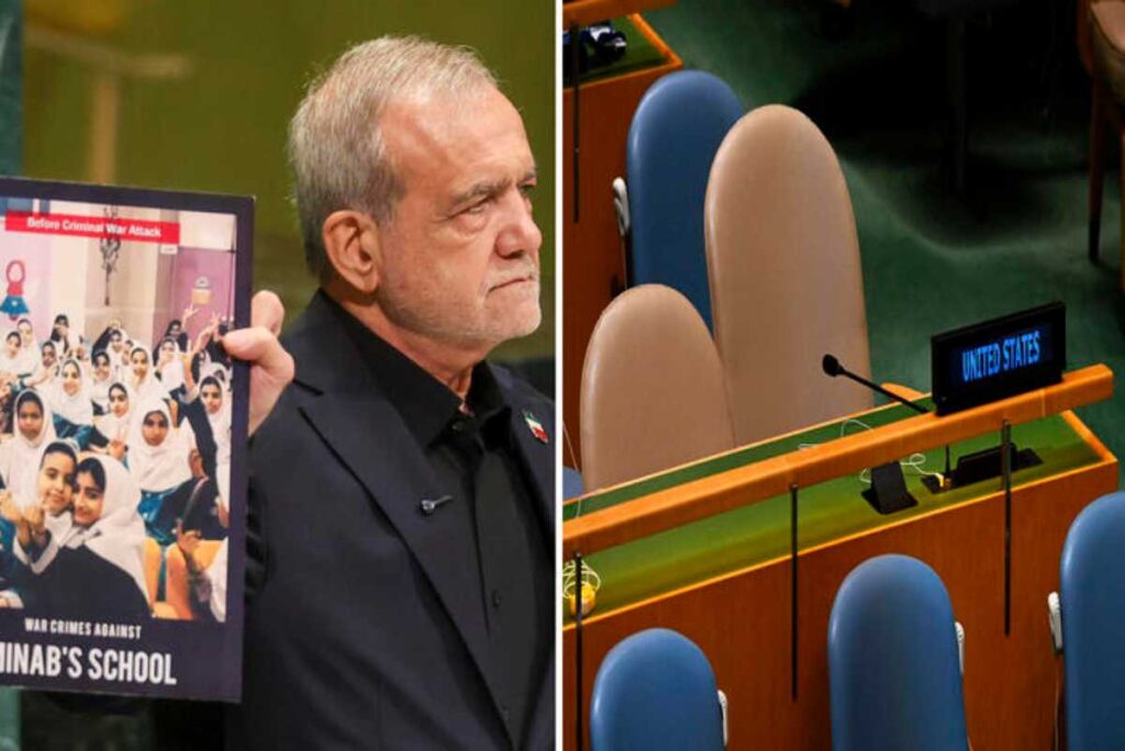 Assemblea Onu, l'Iran mostra le foto dei bimbi uccisi, e la delegazione Usa se ne va