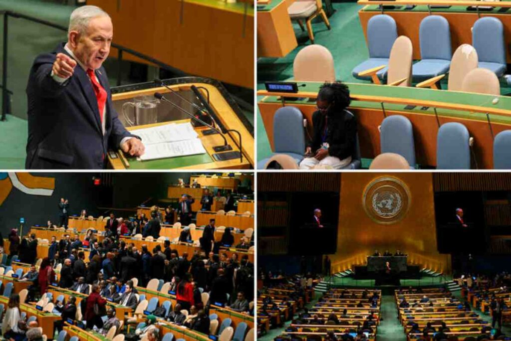 Netanyahu all'Onu, decine di diplomatici lasciano la sala