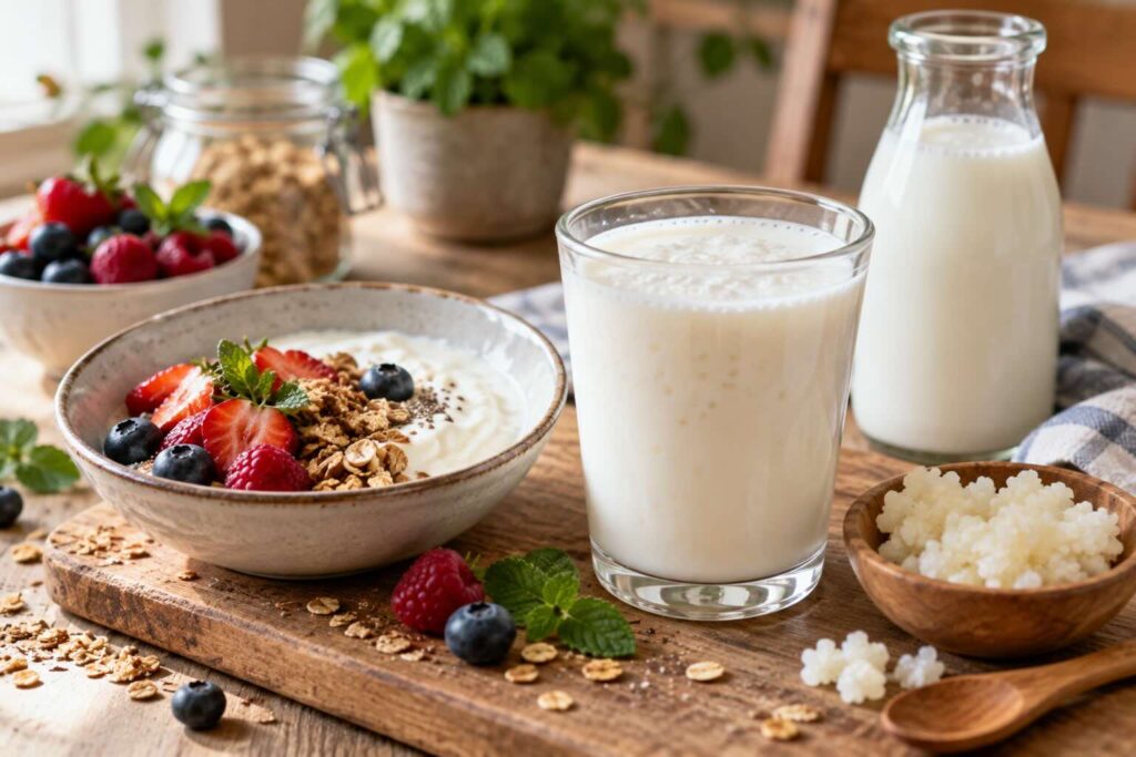 Colazione con kefir e frutti di bosco