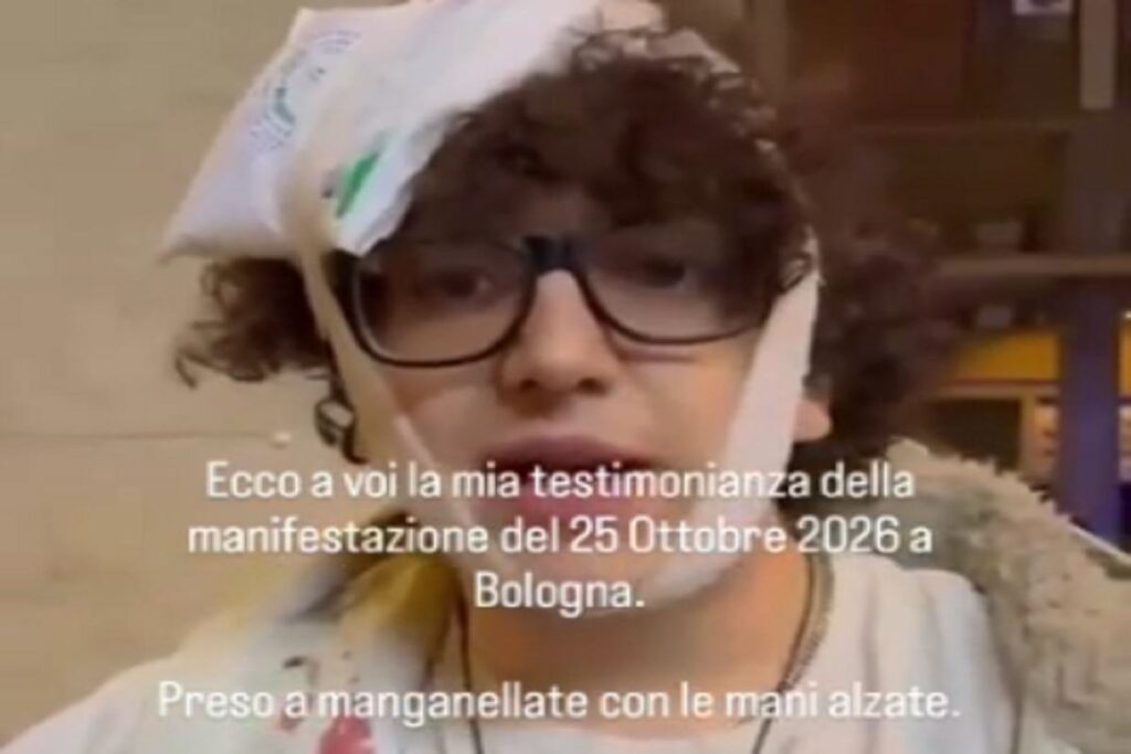 Diego Sanna con la testa fasciata