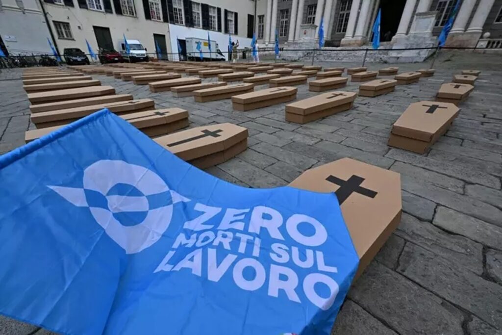 Una manifestazione contro le morti sul lavoro