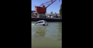 Auto finisce nel canale a Venezia: proprietario dimentica freno a mano