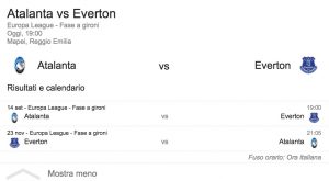 Atalanta-Everton diretta, formazioni ufficiali dalle 18.50 (Europa League)