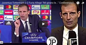 YOUTUBE Juventus-Tottenham, Allegri furioso: "Non siamo al livello delle big d'Europa ma guai a dire che siamo depressi"