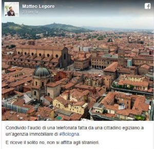 A Bologna "non si affitta a stranieri": assessore pubblica audio