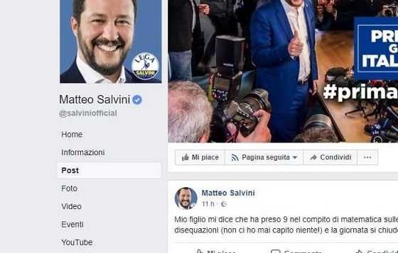Matteo Salvini e il post sulle disequazioni: "La giornata si chiude bene..."