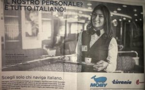 Tirrenia-Moby spot: "Solo 6% lavoratori stranieri, viaggiate italiano". "Sì, come Schettino"