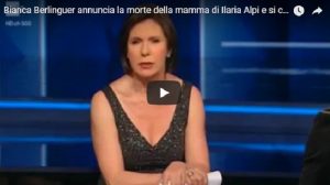 YOUTUBE Bianca Berlinguer annuncia la morte della madre di Ilaria Alpi e si commuove in diretta
