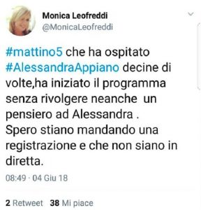 Alessandra Appiano, Monica Leofreddi e la frecciatina a Mattino 5
