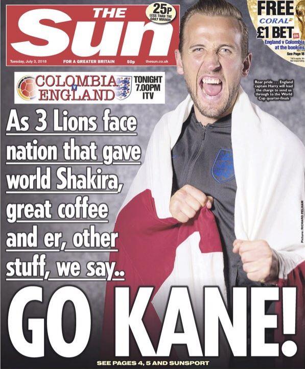 Mondiali 2018. "Go Kane" scrive il Sun. Titolo allude alla cocaina, colombiani si indignano