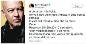Enrico Ruggeri e il venditore di rose: il tweet scatena la bufera