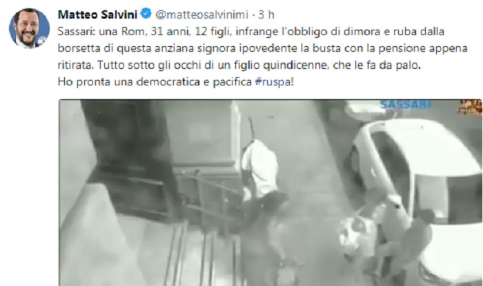 Salvini tweet roma ruspa 