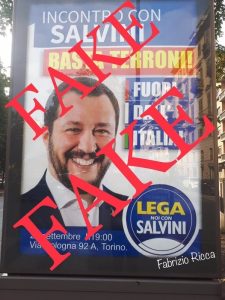 Fake news. Il manifesto a Torino con la faccia di Salvini sotto la scritta "Basta terroni!"è un falso