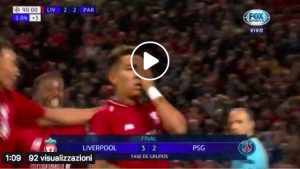 Liverpool-Psg 3-2 highlights, Firmino decisivo. Mbappé non basta ai francesi