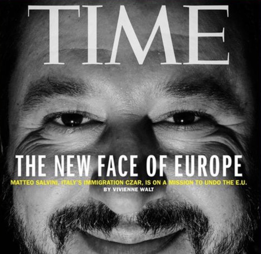 Matteo Salvini in copertina sul Time. "E' lui il nuovo volto dell'Europa" FOTO