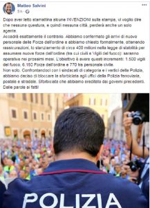 Salvini smentisce viminale