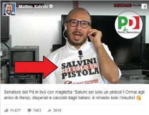 Faraone (PD) e la maglietta: "Salvini, sei solo un pistola"