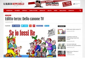 Beppe Grillo, "editto" sul blog: "Stop in Rai a canone e programmi cucina"
