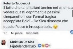 Christian De Sica e la reazione a una critica su Facebook: "Pijatelanderc***"