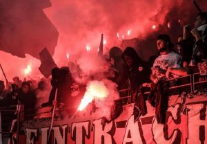 Lazio-Eintracht, scontri in piazzale Flaminio: fermati 5 tifosi tedeschi (foto Ansa)