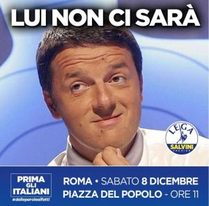 Manifestazione Lega "lui non ci sarà": Renzi, Boschi, Boldrini, Corona, Macron.... Ma dai?